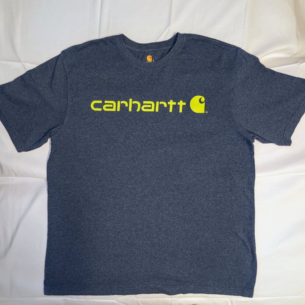 Carhartt T-Shirt Mens Loose Fit Sz L Heavyweight Short Sleeve Logo Blue